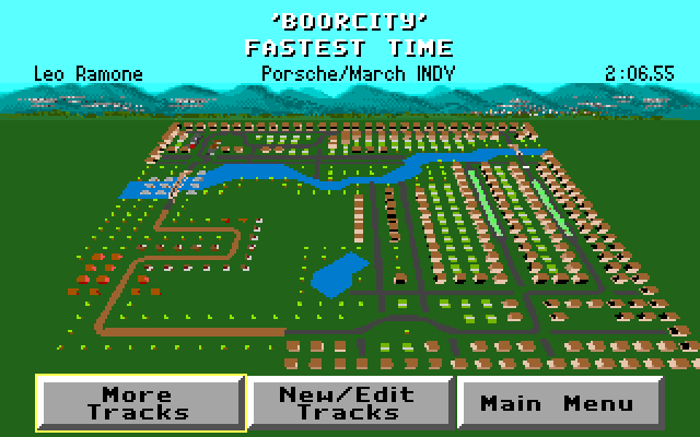 Boorcity (Click in the picture to download the track): This track route: Start Line ->Tarsila do Amaral St. -> Bridge Across the Boor River -> XV de Novembro St. -> 7 de Setembro St. Variant -> da Praia St. -> Another Bridge Across The Boor River -> Zumbi do Mato Preto Country Road -> Tom Jobim St. -> Vin�cius de Morais St. -> Carlos Drummond de Andrade St. -> Tarsila do Amaral St. -> Finish Line.  Boorcity haves 10,000 inhabitants.